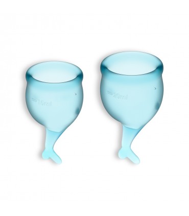 SATISFYER CONJUNTO DE 2 COPAS MENSTRUALES FEEL SECURE SATISFYER AZUL CLARO