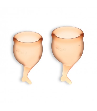 SATISFYER CONJUNTO DE 2 COPAS MENSTRUALES FEEL SECURE SATISFYER NARANJA