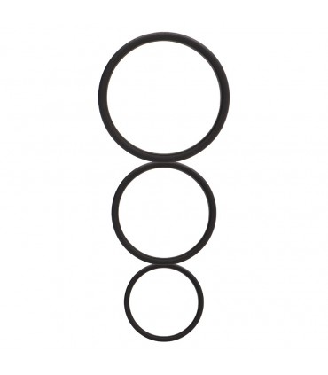 SHOTS TOYS CONJUNTO DE ANILLOS PARA EL PENE FLAT COCK RINGS SET NEGROS