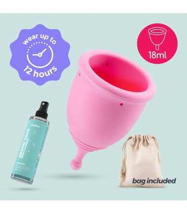 CRUSHIOUS COPA MENSTRUAL MINERVA XS CON BOLSA Y LIMPIADOR DE JUGUETES 150 ML CRUSHIOUS