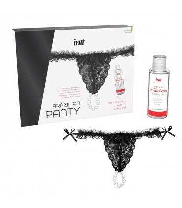 INTT BRAGA BRASILEÑA NEGRA CON PERLAS Y GEL LUBRICANTE 50ML INTT
