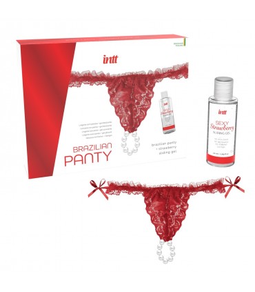 INTT BRAGA BRASILEÑA ROJA CON PERLAS Y GEL LUBRICANTE 50ML INTT