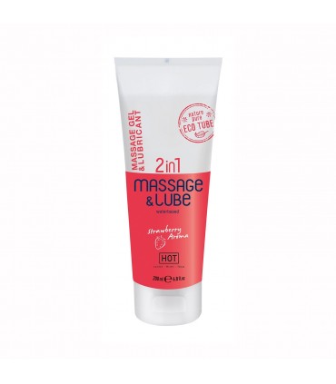 HOT™ GEL DE MASAJE Y LUBRICANTE 2EN1 CON SABOR A FRESA HOT™ 200ML