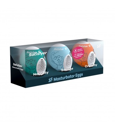SATISFYER PACK DE 3 MASTURBADOR MASTURBATOR EGG NAUGHTY, SAVAGE Y CRUNCHY SATISFYER