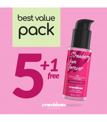 CRUSHIOUS PACK DE 5 LUBRICANTES CON SABOR A FRESA 50 ML CRUSHIOUS + 1 GRATIS