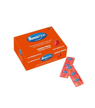 SENSITEX PRESERVATIVOS SABOR FRESA 144 UNIDADES SENSITEX
