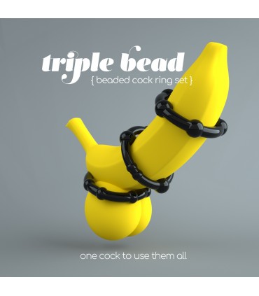 CRUSHIOUS CONJUNTO DE ANILLOS DE PENE TRIPLE BEAD NEGROS CRUSHIOUS
