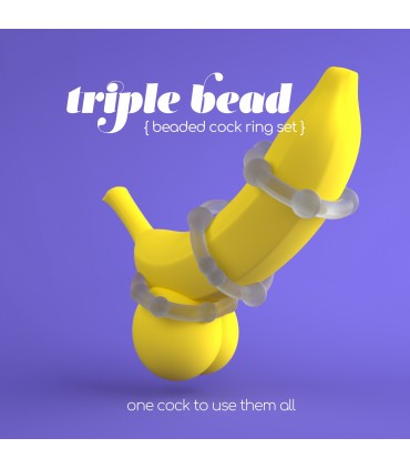 CRUSHIOUS CONJUNTO DE ANILLOS DE PENE TRIPLE BEAD TRANSPARENTES CRUSHIOUS