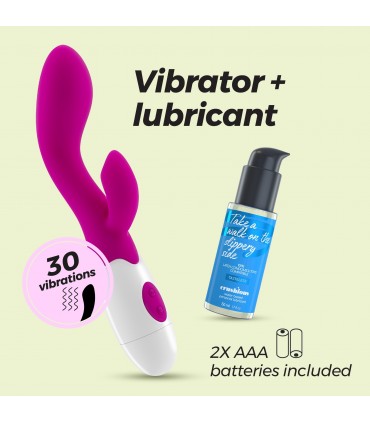 CRUSHIOUS VIBRADOR CON ESTIMULADOR DE CLÍTORIS CHERIE Y LUBRICANTE DE BASE AGUA INCLUIDO CRUSHIOUS