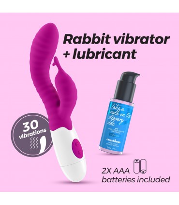 CRUSHIOUS VIBRADOR CON ESTIMULADOR DE CLÍTORIS GUMMIE MORADO Y LUBRICANTE DE BASE AGUA INCLUIDO CRUSHIOUS
