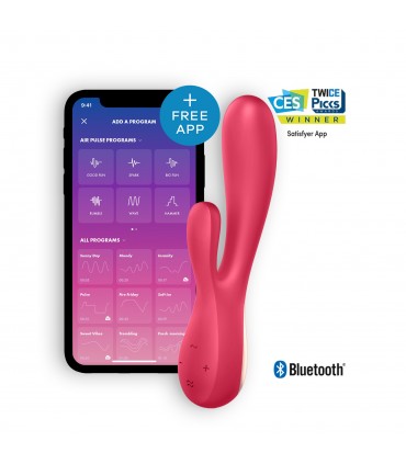 SATISFYER VIBRADOR MONO FLEX CON APP Y BLUETOOTH SATISFYER ROJO
