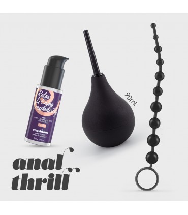 CRUSHIOUS ANAL THRILL DUCHA ANAL 90ML CON LUBRICANTE ANAL 50ML Y CADENA ANAL DE 10 PERLAS CRUSHIOUS